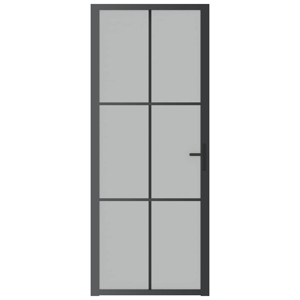 Sisäovi 83X201,5 Cm Musta Mattalasi Ja Alumiini