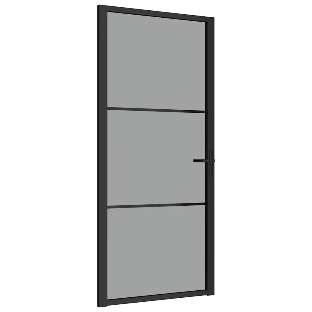 Sisäovi 93X201,5 Cm Musta Esg-Lasi Ja Alumiini