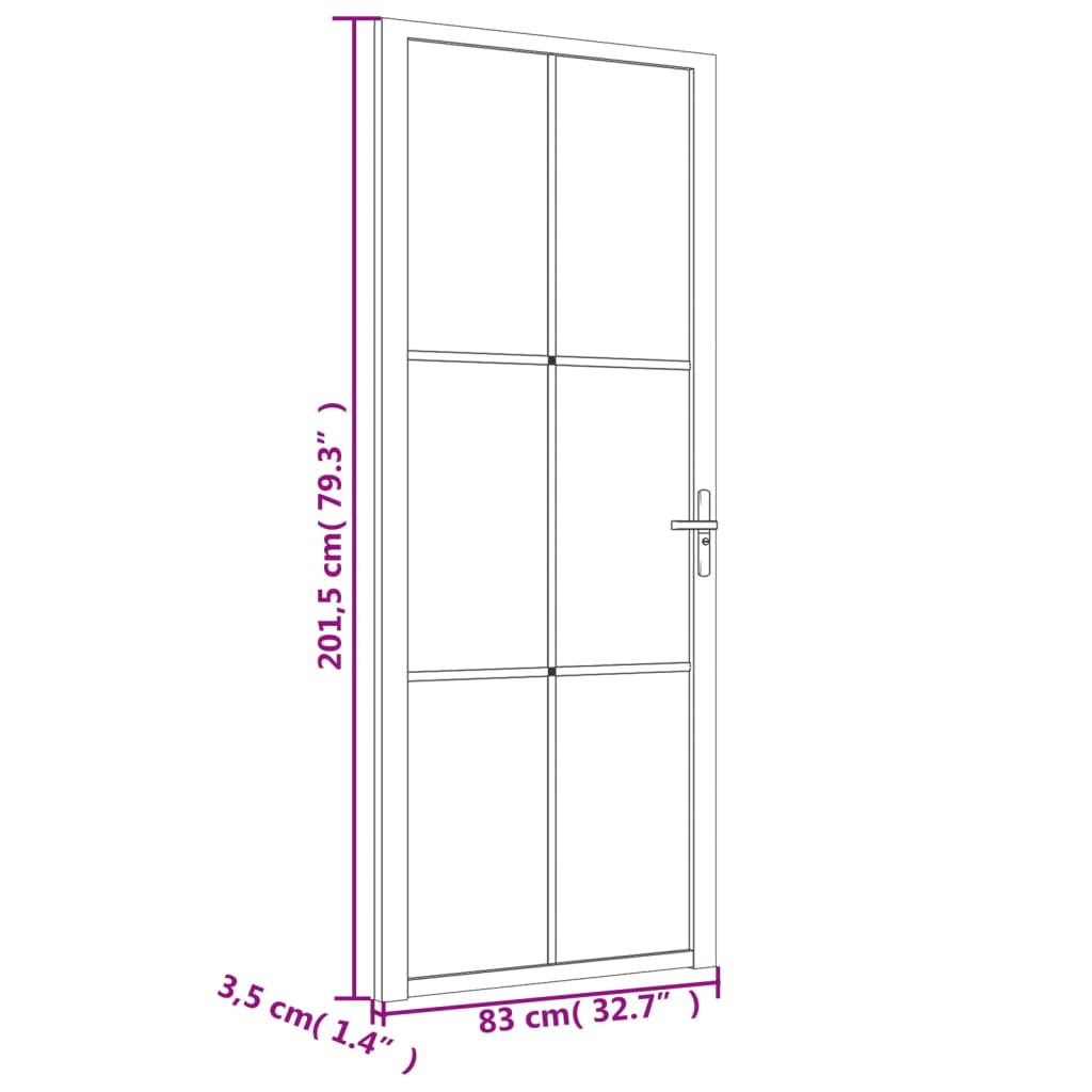 Sisäovi 83X201,5 Cm Valkoinen Esg-Lasi Ja Alumiini