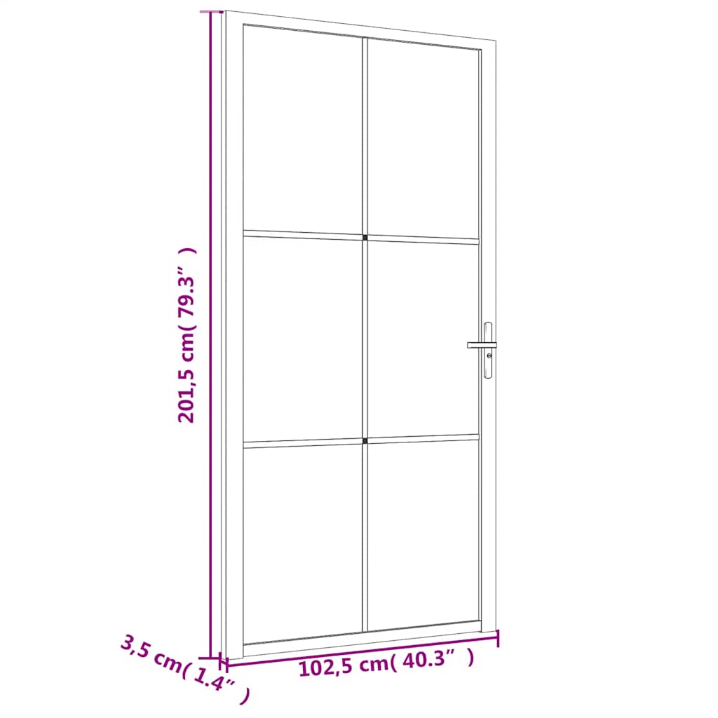 Sisäovi 102,5X201,5 Cm Valkoinen Esg-Lasi Ja Alumiini