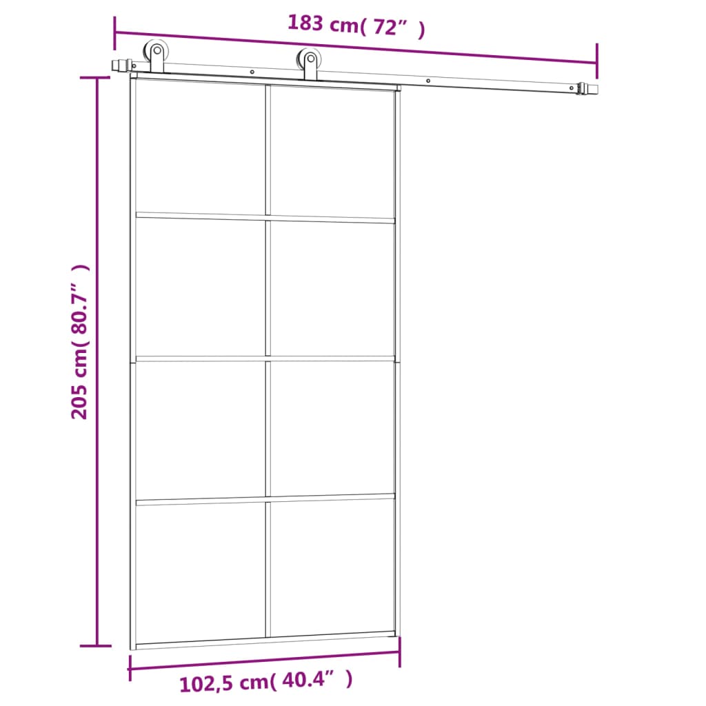 Liukuovi Asennustarvikkeilla 102,5X205 Cm Esg Lasi Ja Alumiini