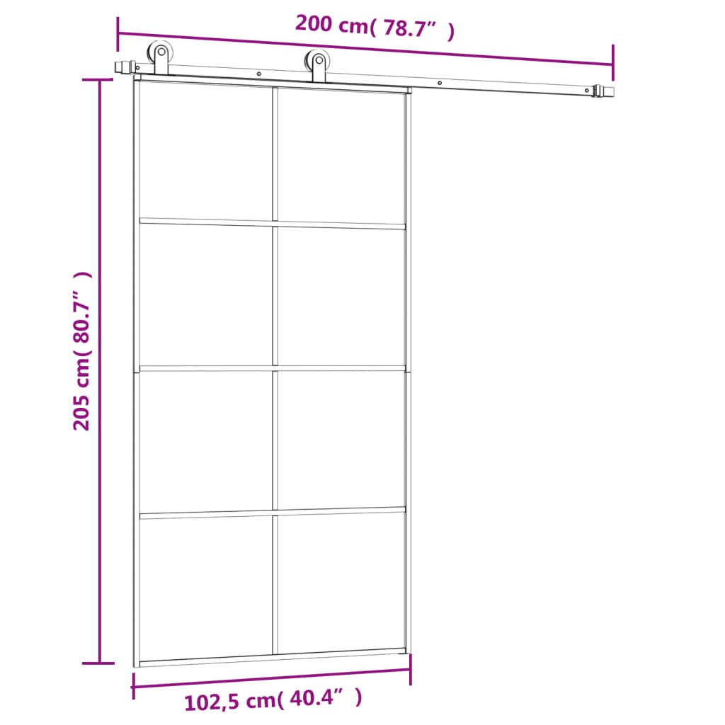 Liukuovi Asennustarvikkeilla 102,5X205 Cm Esg Lasi Ja Alumiini