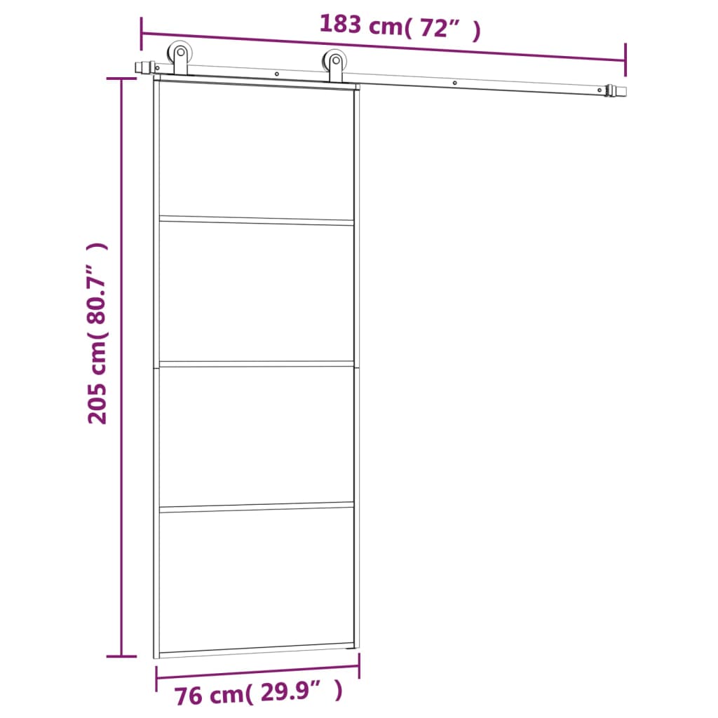 Liukuovi Asennustarvikkeilla 76X205 Cm Esg Lasi Ja Alumiini