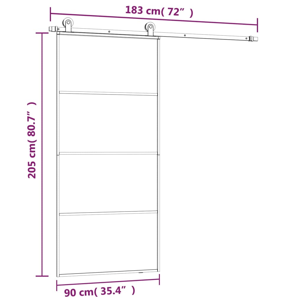 Liukuovi Asennustarvikkeilla 90X205 Cm Esg Lasi Ja Alumiini