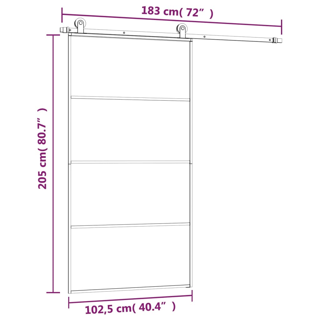Liukuovi Asennustarvikkeilla 102,5X205 Cm Esg Lasi Ja Alumiini