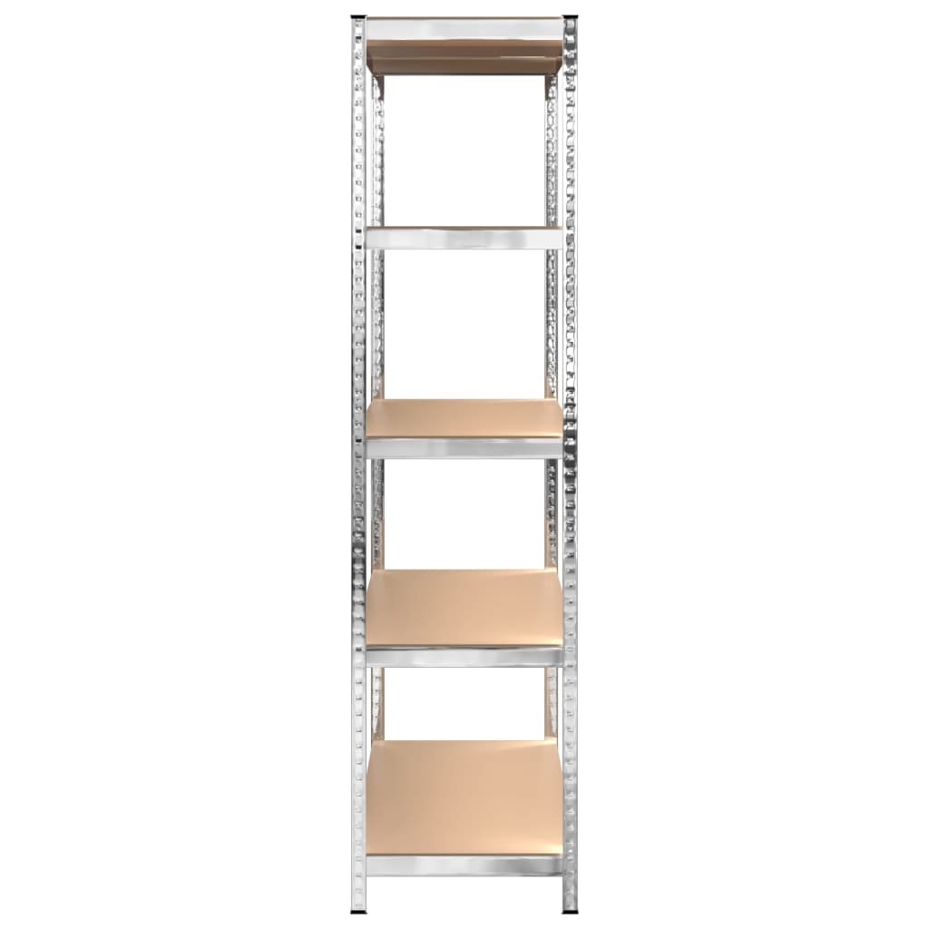 5-Tasoiset Varastohyllyt 3 Kpl Hopea Teräs Ja Tekninen Puu