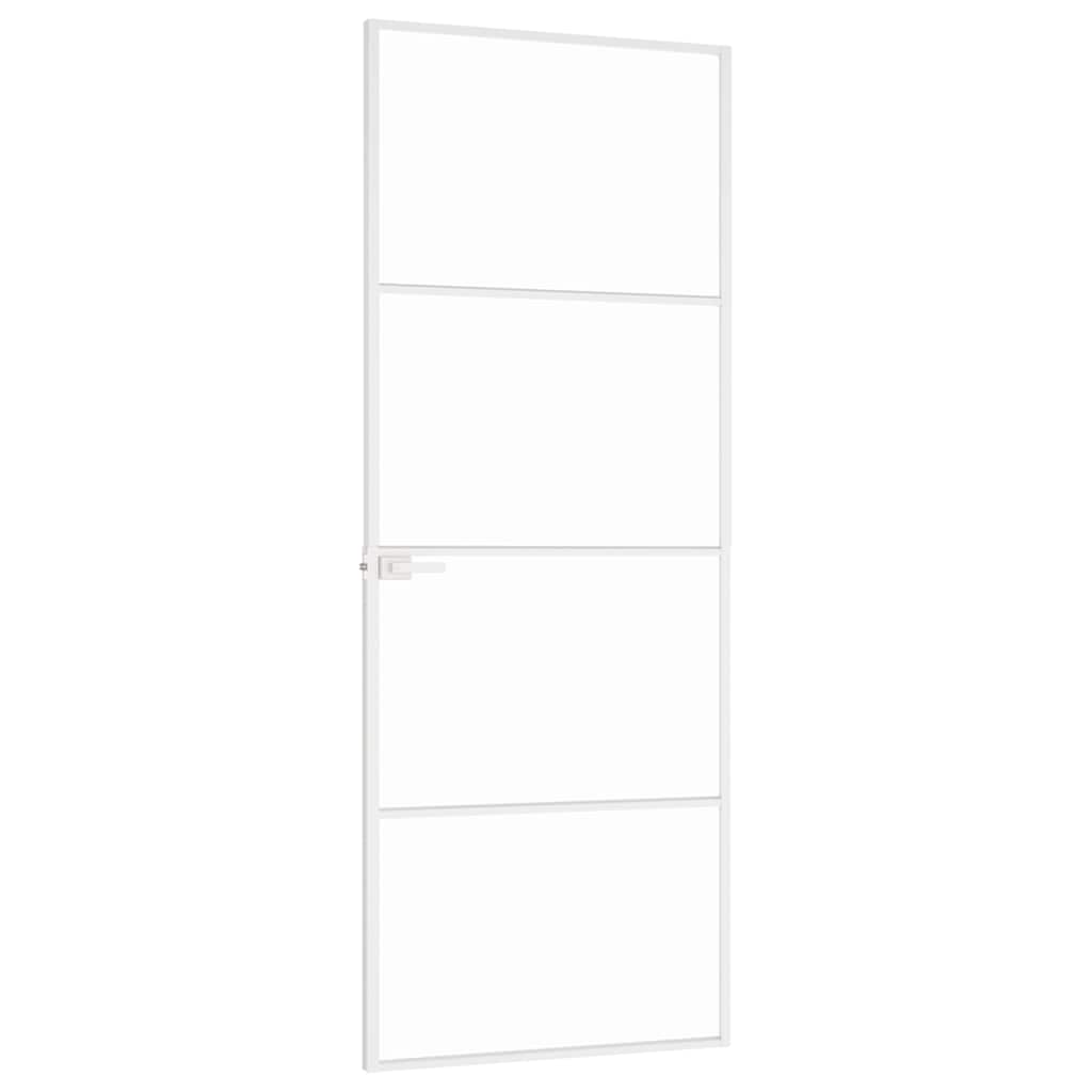 Sisäovi Valkoinen 76X201,5 Cm Karkaistu Lasi Ja Alumiini Ohut