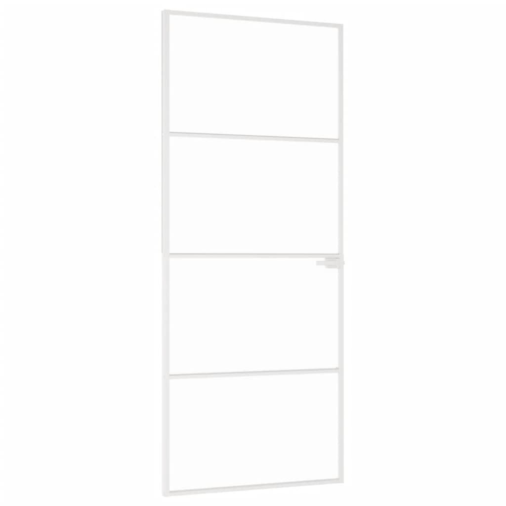 Sisäovi Valkoinen 83X201,5 Cm Karkaistu Lasi Ja Alumiini Ohut