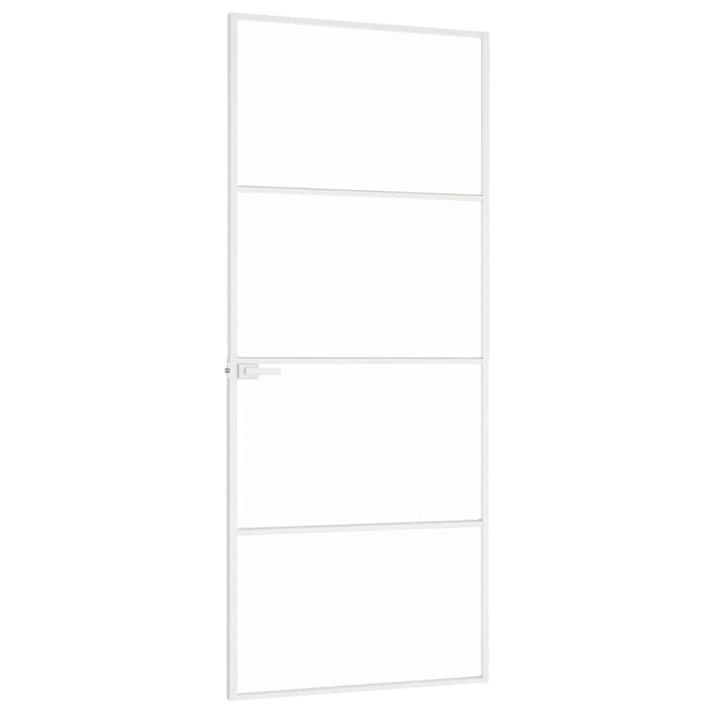 Sisäovi Valkoinen 83X201,5 Cm Karkaistu Lasi Ja Alumiini Ohut