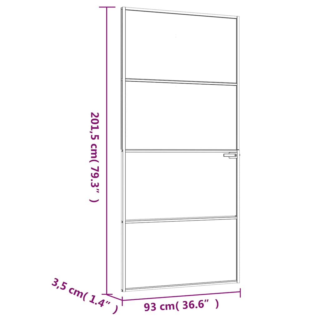 Sisäovi Valkoinen 93X201,5 Cm Karkaistu Lasi Ja Alumiini Ohut