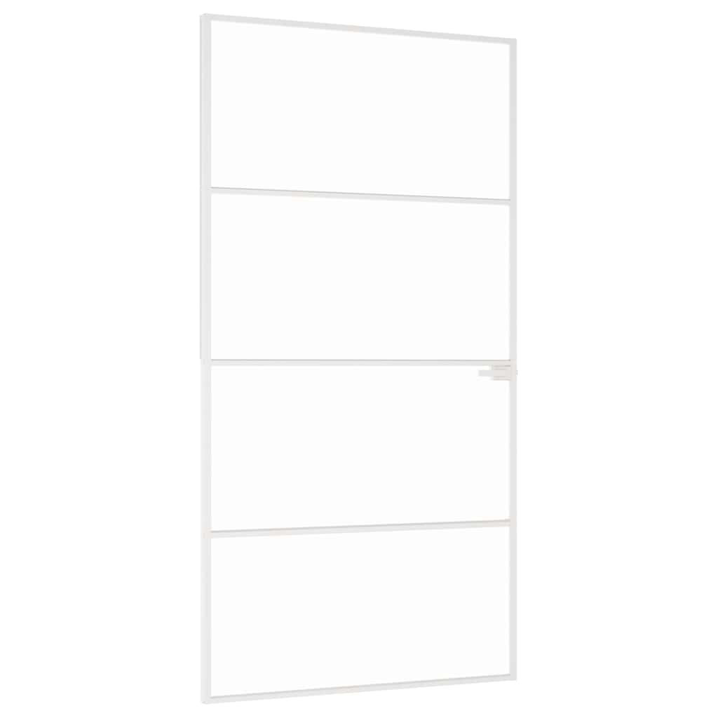 Sisäovi Valkoinen 102X201,5 Cm Karkaistu Lasi Ja Alumiini Ohut