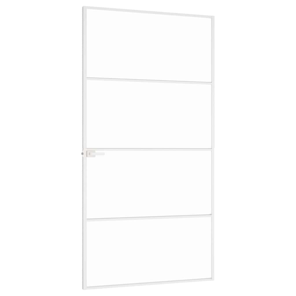 Sisäovi Valkoinen 102X201,5 Cm Karkaistu Lasi Ja Alumiini Ohut