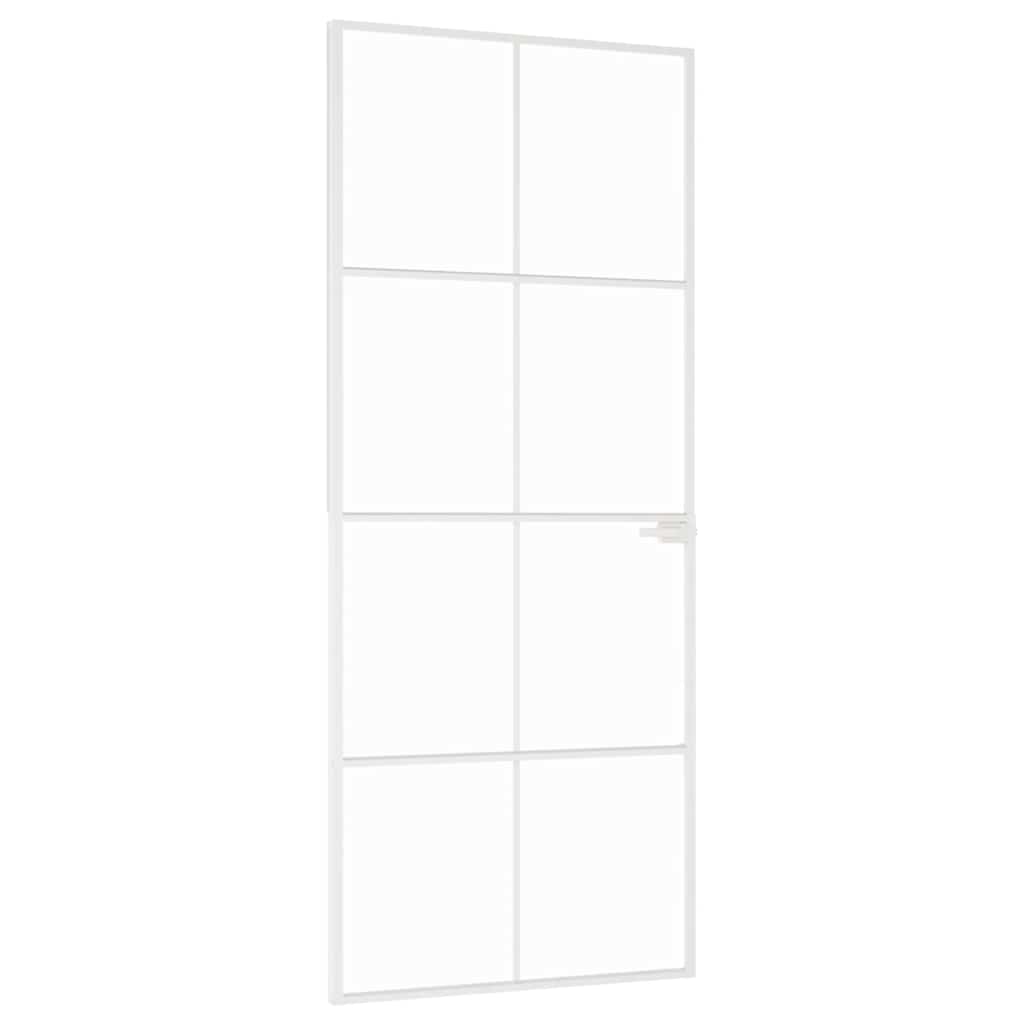 Sisäovi Valkoinen 83X201,5 Cm Karkaistu Lasi Ja Alumiini Ohut