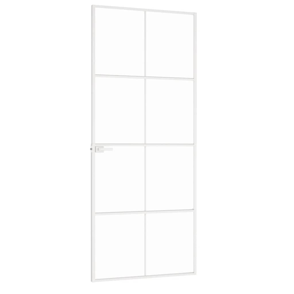 Sisäovi Valkoinen 83X201,5 Cm Karkaistu Lasi Ja Alumiini Ohut