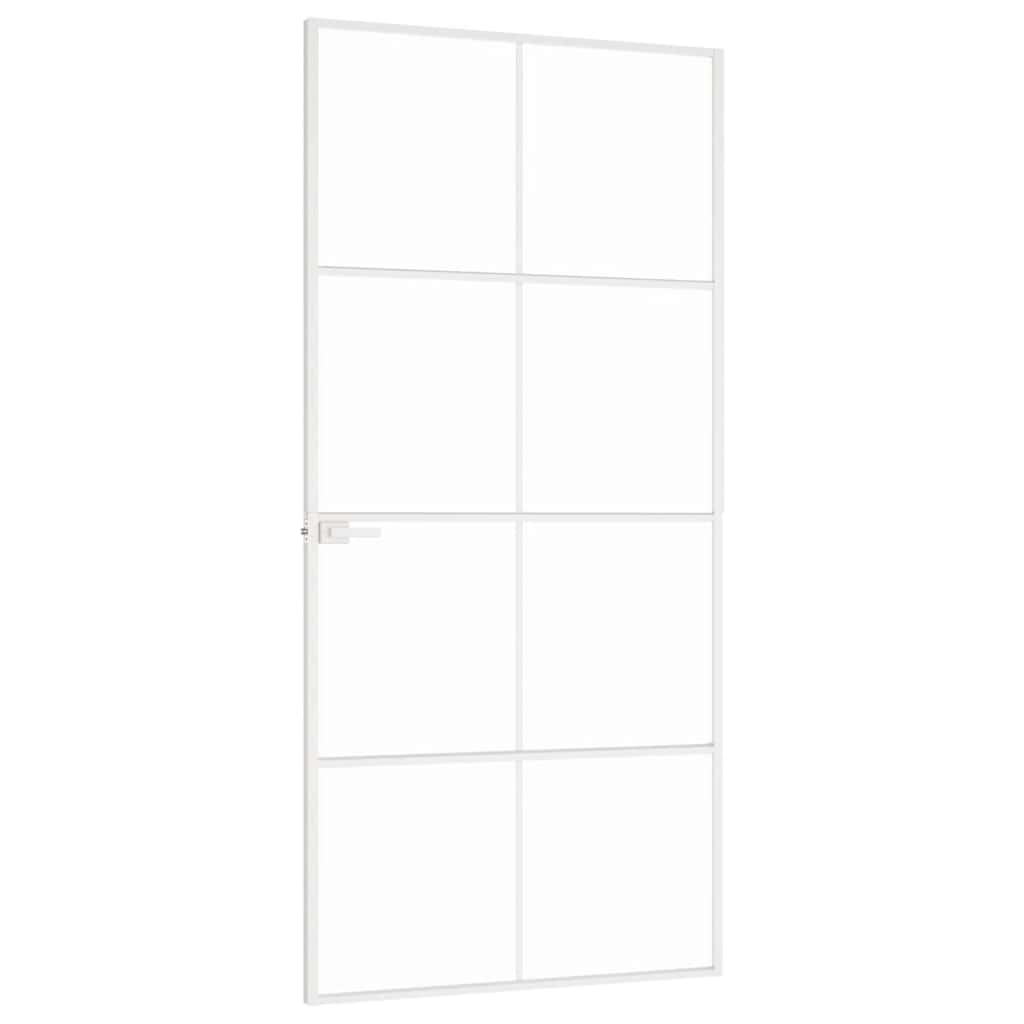 Sisäovi Valkoinen 93X201,5 Cm Karkaistu Lasi Ja Alumiini Ohut