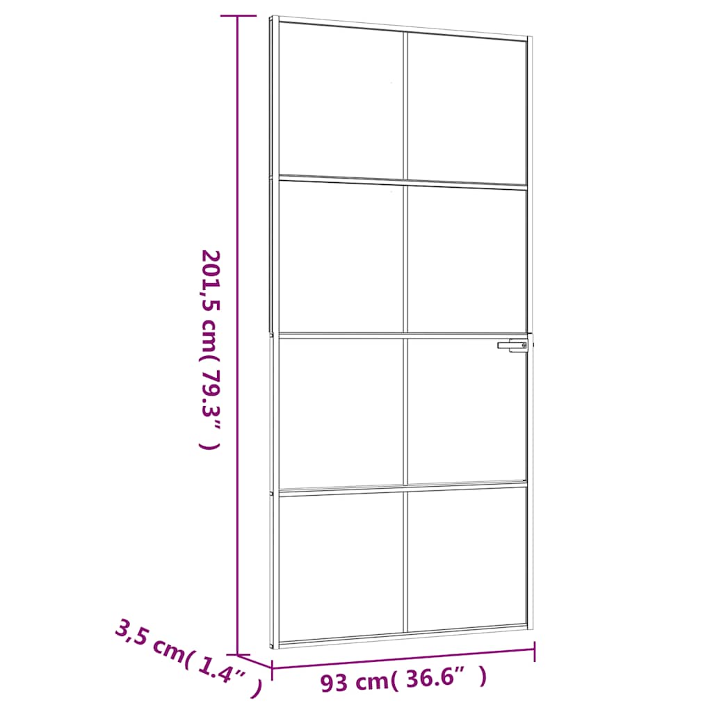 Sisäovi Valkoinen 93X201,5 Cm Karkaistu Lasi Ja Alumiini Ohut