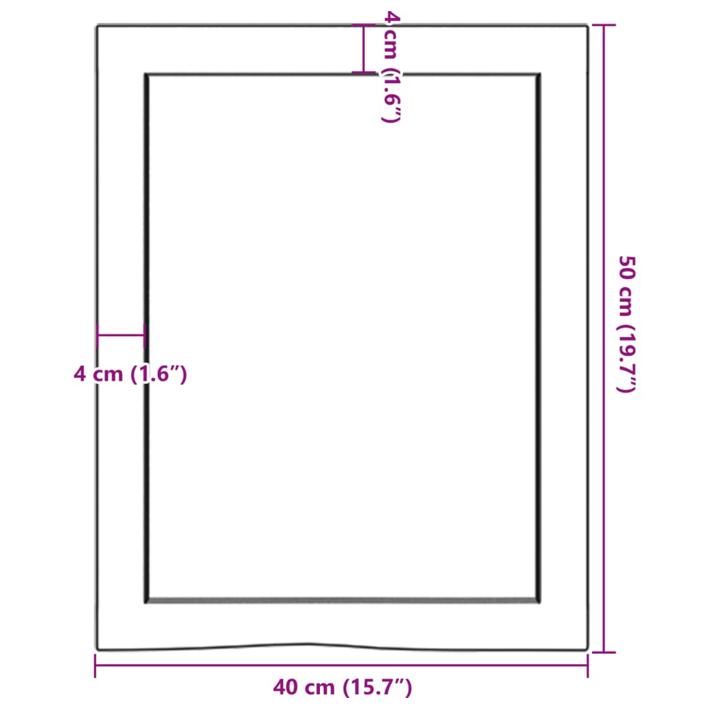 Kylpyhuoneen Työtaso 40X50X(2-6) Cm Käsittelemätön Täysi Puu