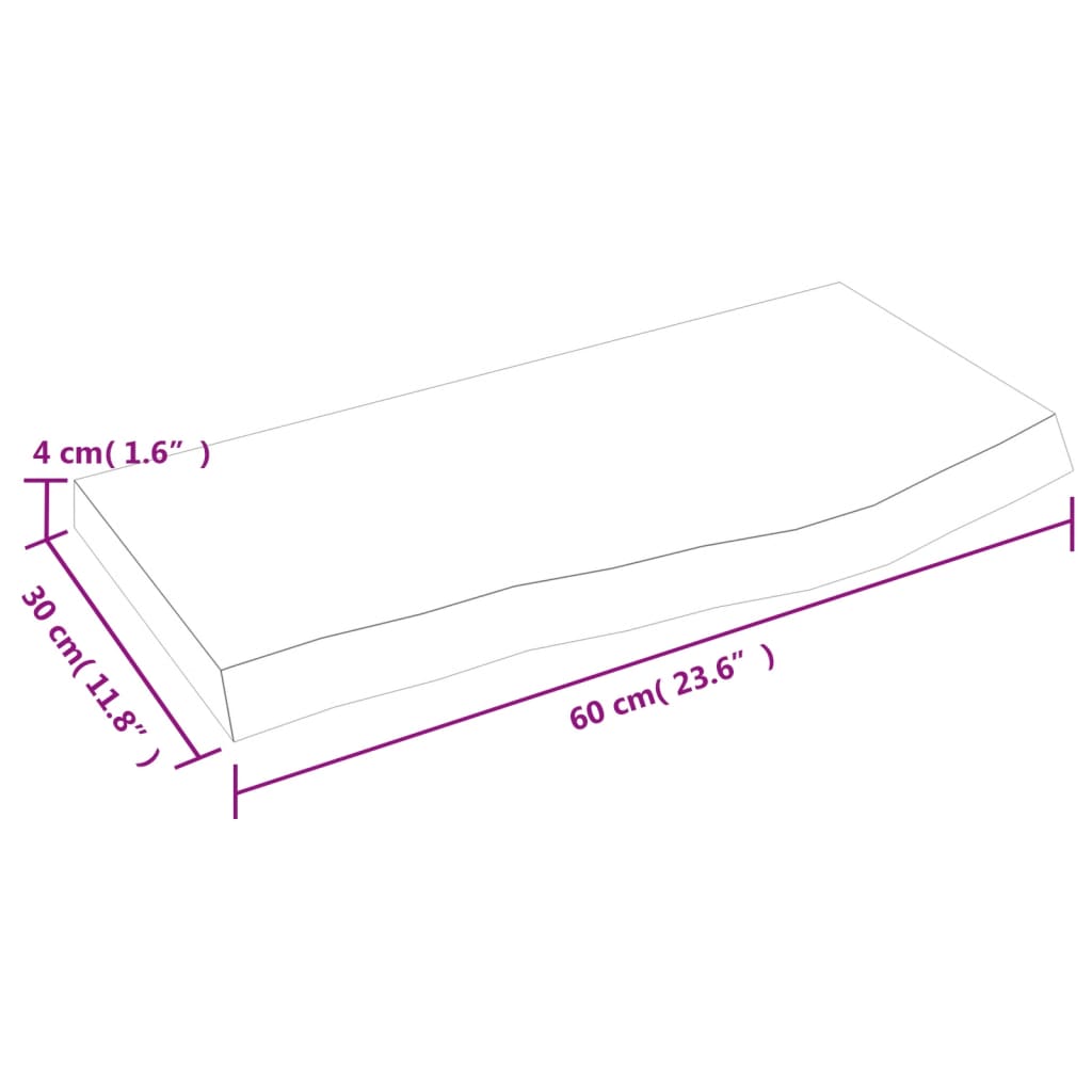 Kylpyhuoneen Työtaso 60X30X(2-4) Cm Käsittelemätön Täysi Puu