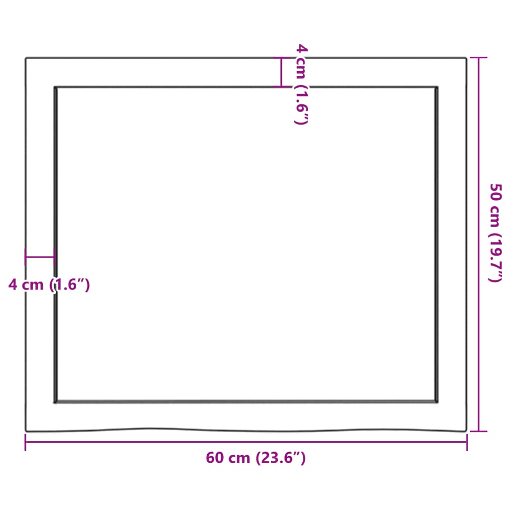 Kylpyhuoneen Työtaso 60X50X(2-6) Cm Käsittelemätön Täysi Puu