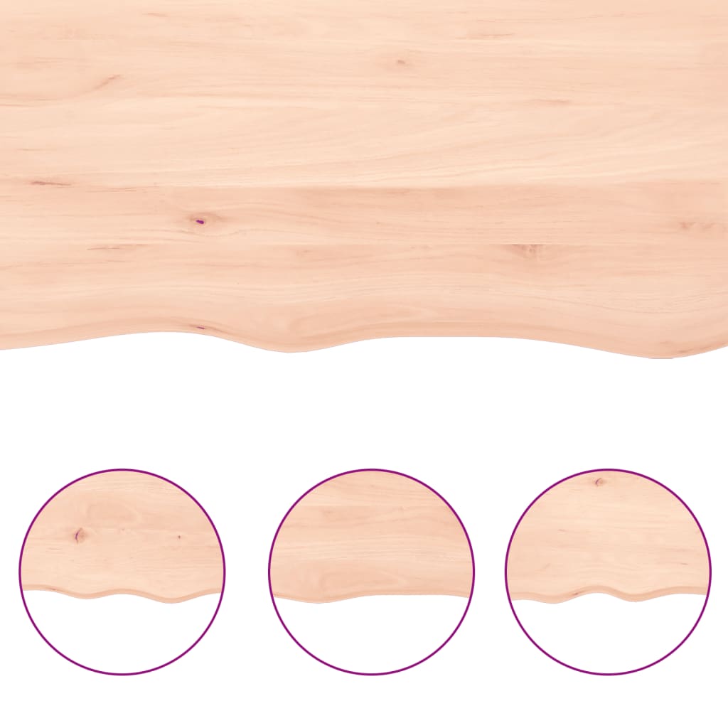 Kylpyhuoneen Työtaso 80X50X(2-6) Cm Käsittelemätön Täysi Puu
