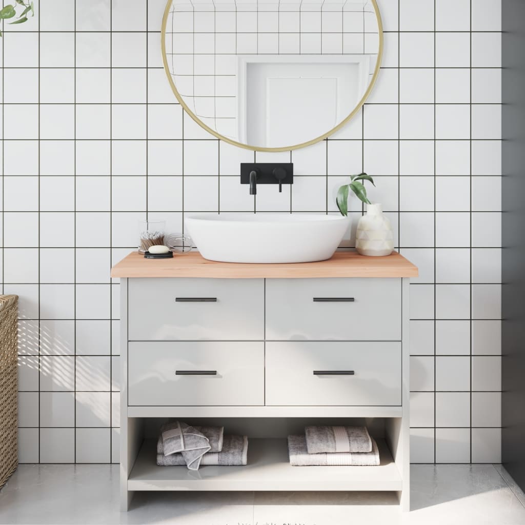Kylpyhuoneen Työtaso 100X30X(2-4) Cm Käsittelemätön Täysi Puu