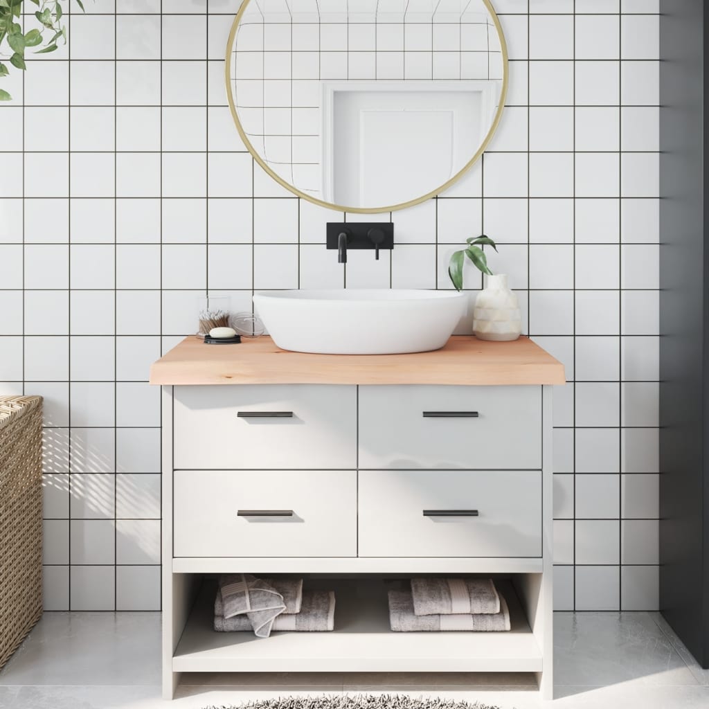 Kylpyhuoneen Työtaso 100X50X(2-6) Cm Käsittelemätön Täysi Puu