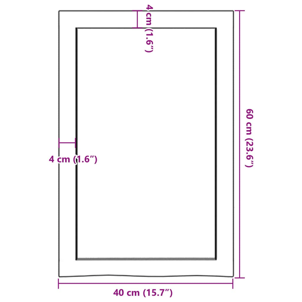 Kylpyhuoneen Työtaso V.ruskea 40X60X(2-6)Cm Käsitelty Täysi Puu