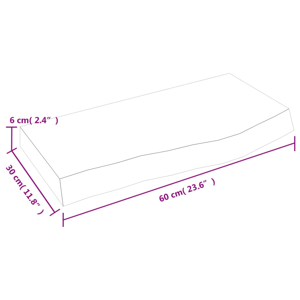 Kylpyhuoneen Työtaso V.ruskea 60X30X(2-6)Cm Käsitelty Täysi Puu