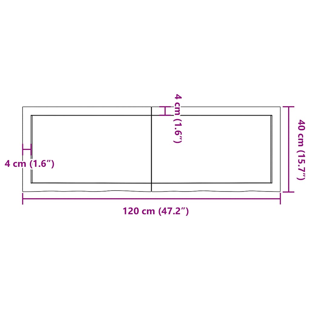 Kylpyhuoneen Työtaso V.ruskea 120X40X(2-4)Cm Käsitelty Täyspuu