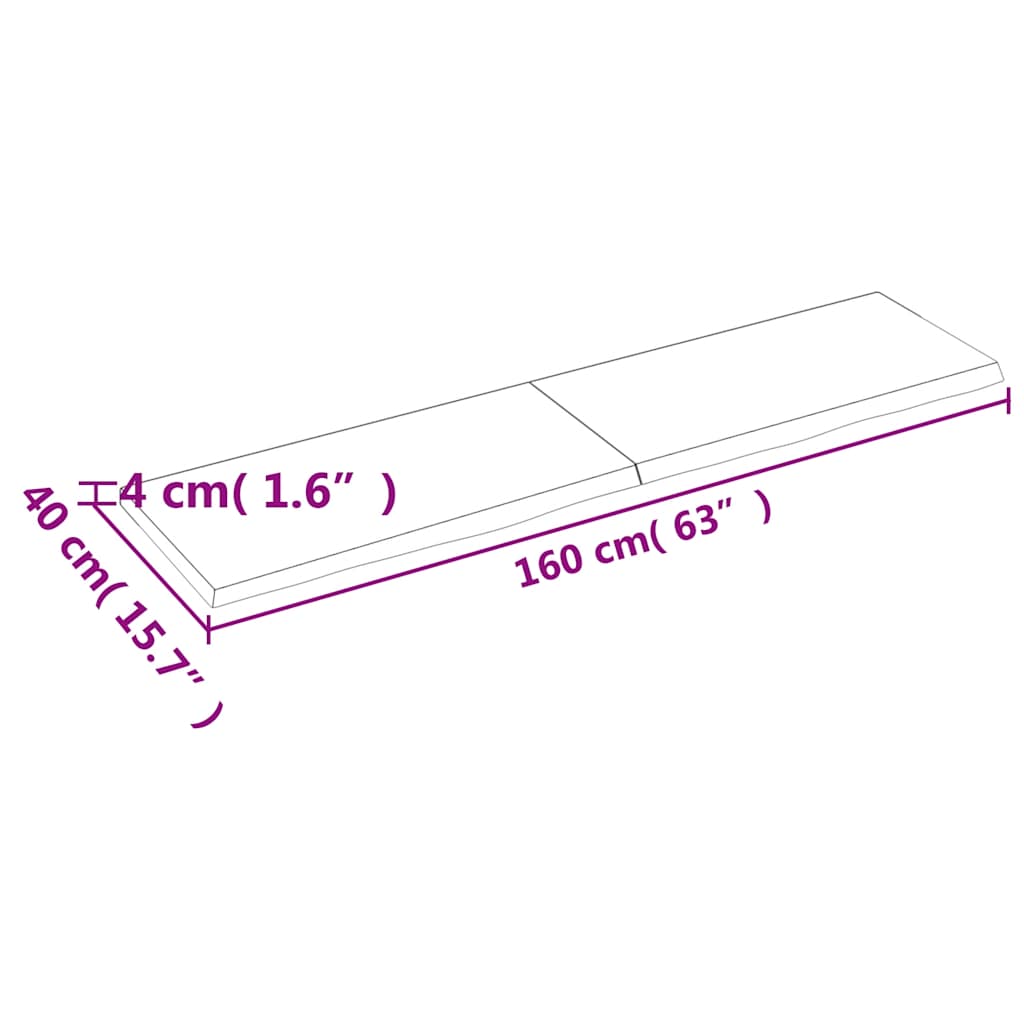Kylpyhuoneen Työtaso V.ruskea 160X40X(2-4)Cm Käsitelty Täyspuu
