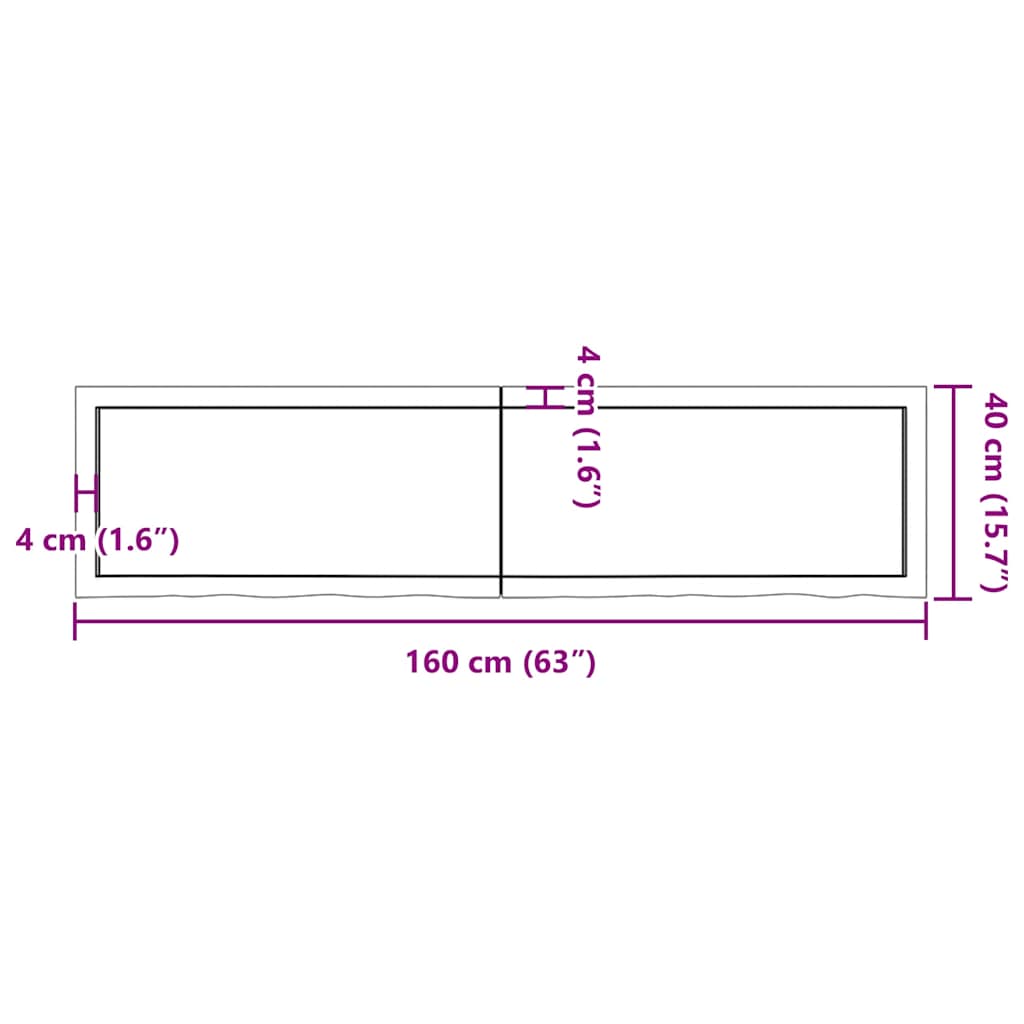 Kylpyhuoneen Työtaso V.ruskea 160X40X(2-4)Cm Käsitelty Täyspuu