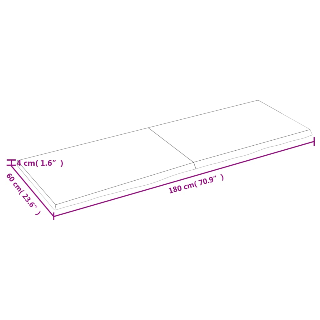 Kylpyhuoneen Työtaso V.ruskea 180X60X(2-4)Cm Käsitelty Täyspuu