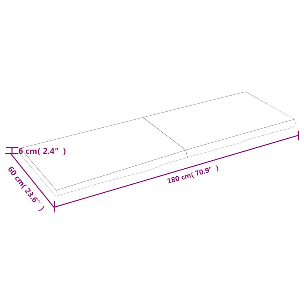 Kylpyhuoneen Työtaso V.ruskea 180X60X(2-6)Cm Käsitelty Täyspuu
