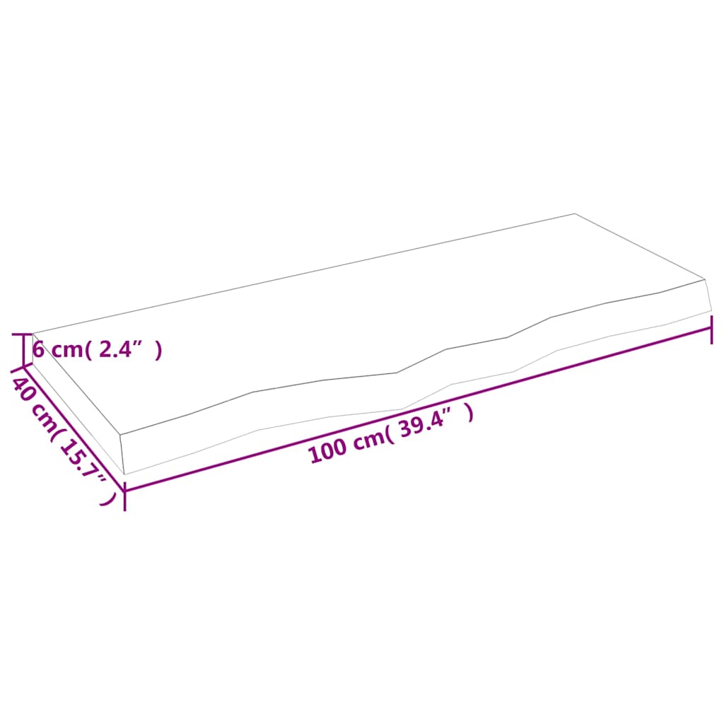 Kylpyhuoneen Työtaso T.ruskea 100X40X(2-6)Cm Käsitelty Täyspuu