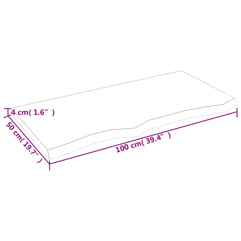 Kylpyhuoneen Työtaso T.ruskea 100X50X(2-4)Cm Käsitelty Täyspuu