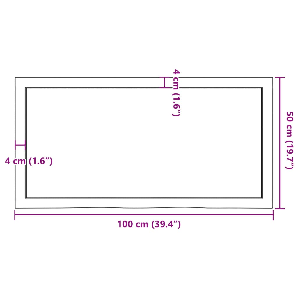 Kylpyhuoneen Työtaso T.ruskea 100X50X(2-4)Cm Käsitelty Täyspuu
