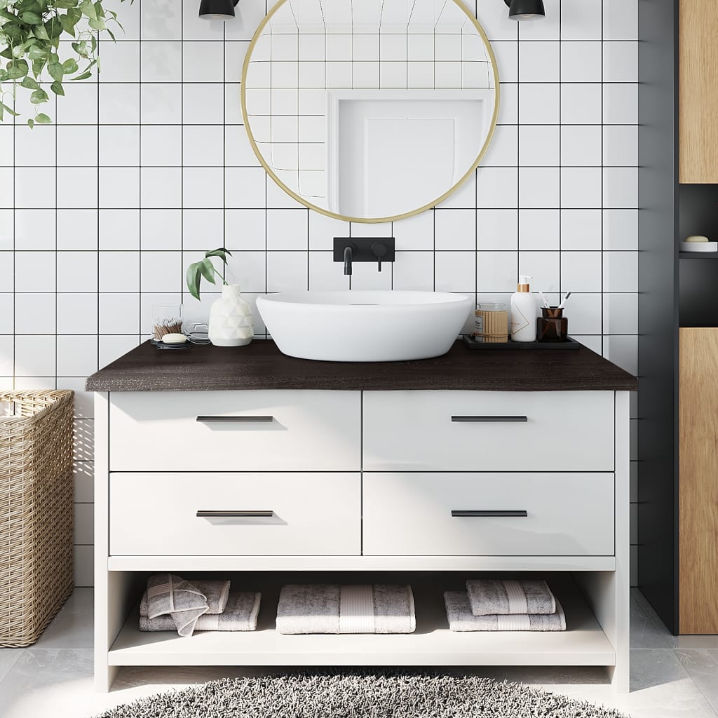 Kylpyhuoneen Työtaso T.ruskea 100X50X(2-4)Cm Käsitelty Täyspuu