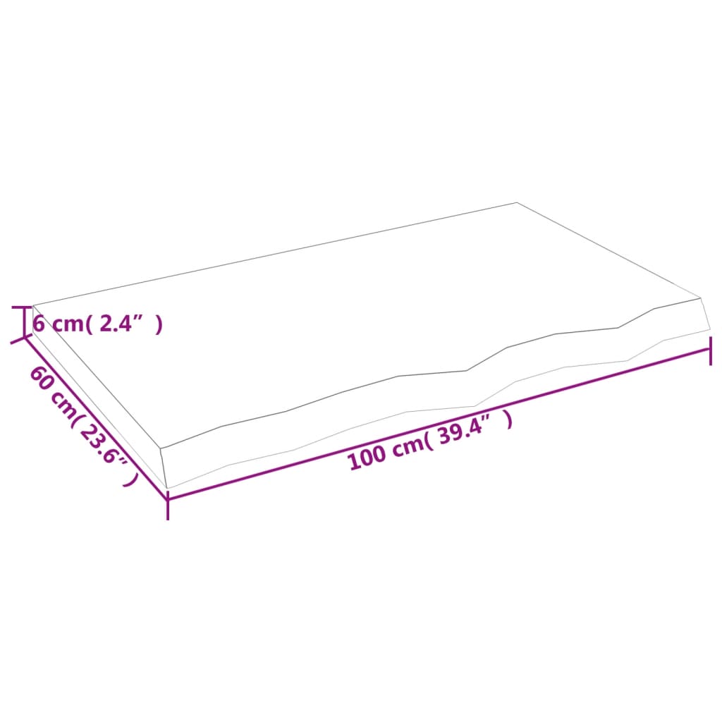 Kylpyhuoneen Työtaso T.ruskea 100X60X(2-6)Cm Käsitelty Täyspuu