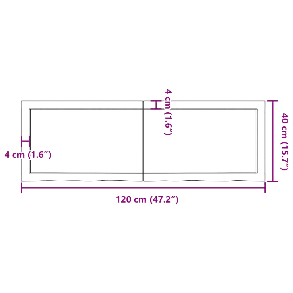 Kylpyhuoneen Työtaso T.ruskea 120X40X(2-6)Cm Käsitelty Täyspuu