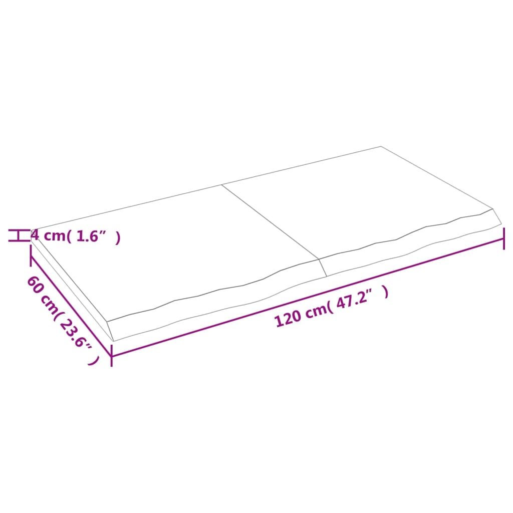 Kylpyhuoneen Työtaso T.ruskea 120X60X(2-4)Cm Käsitelty Täyspuu