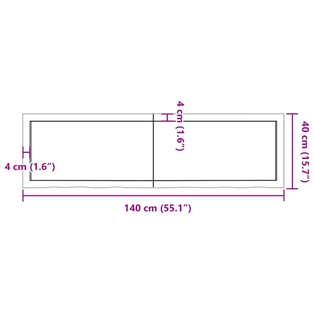 Kylpyhuoneen Työtaso T.ruskea 140X40X(2-4)Cm Käsitelty Täyspuu