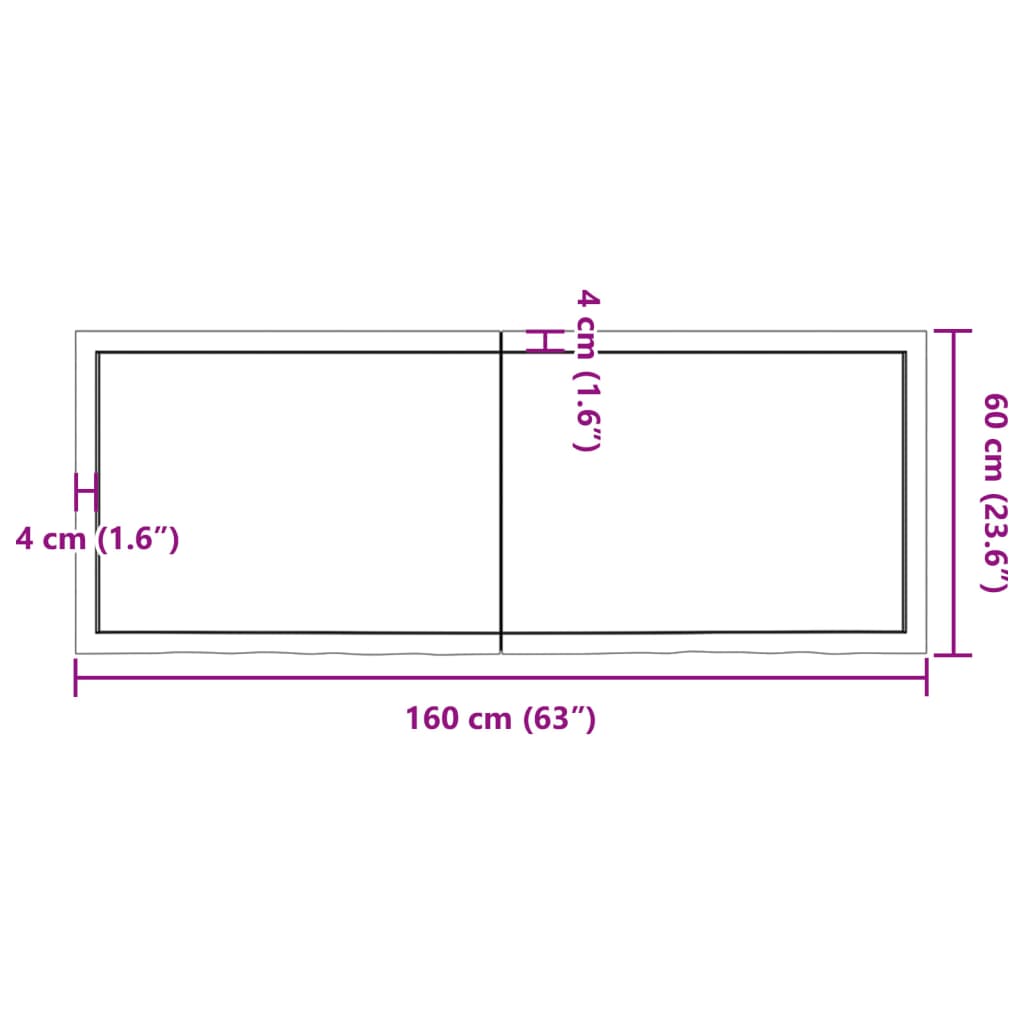 Kylpyhuoneen Työtaso T.ruskea 160X60X(2-4)Cm Käsitelty Täyspuu