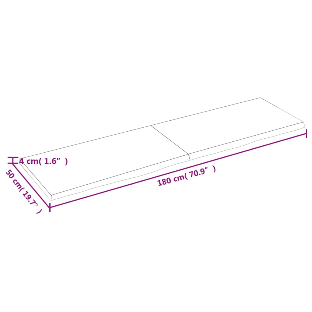 Kylpyhuoneen Työtaso T.ruskea 180X50X(2-4)Cm Käsitelty Täyspuu