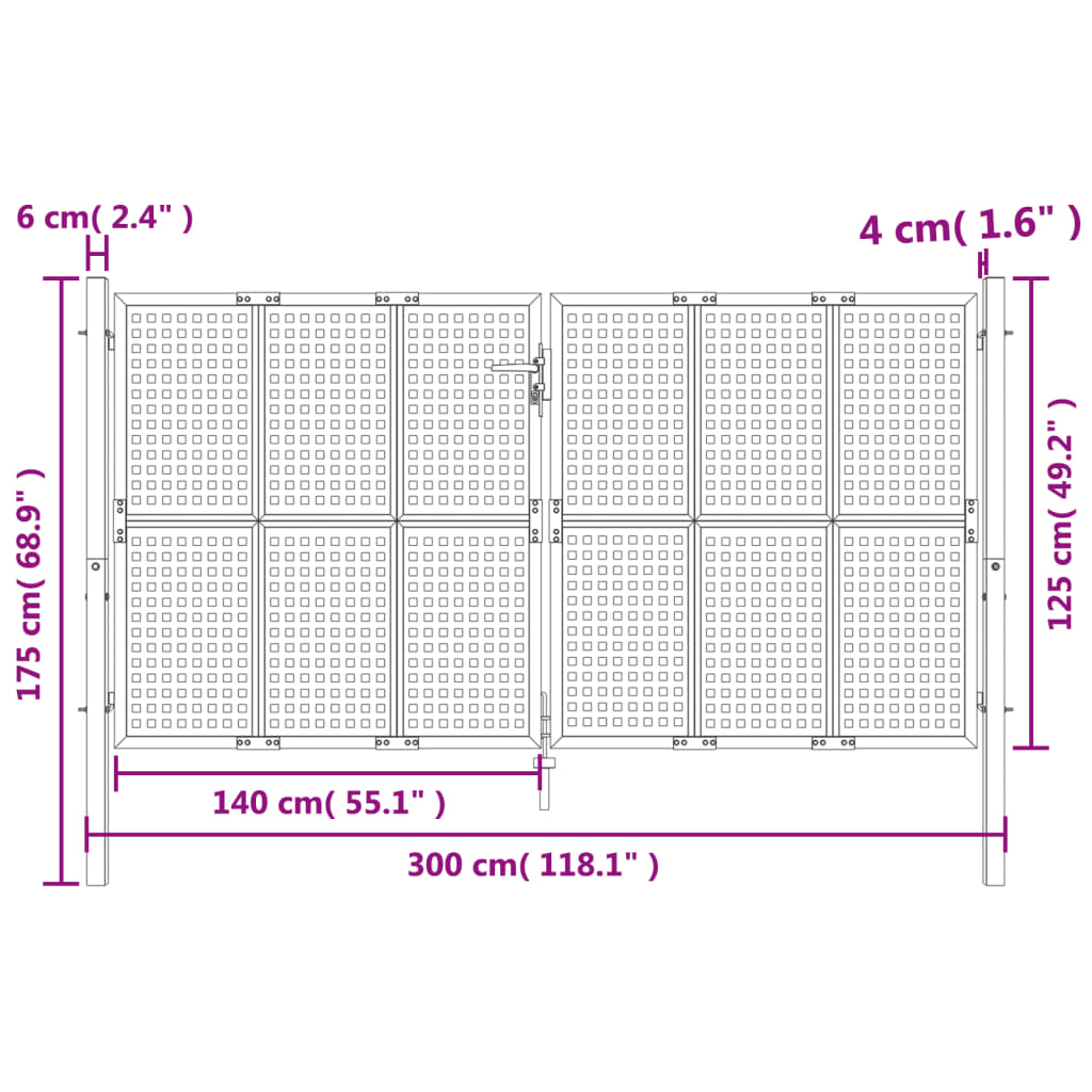 Puutarhanportti Antrasiitti 300X125 Cm Teräs