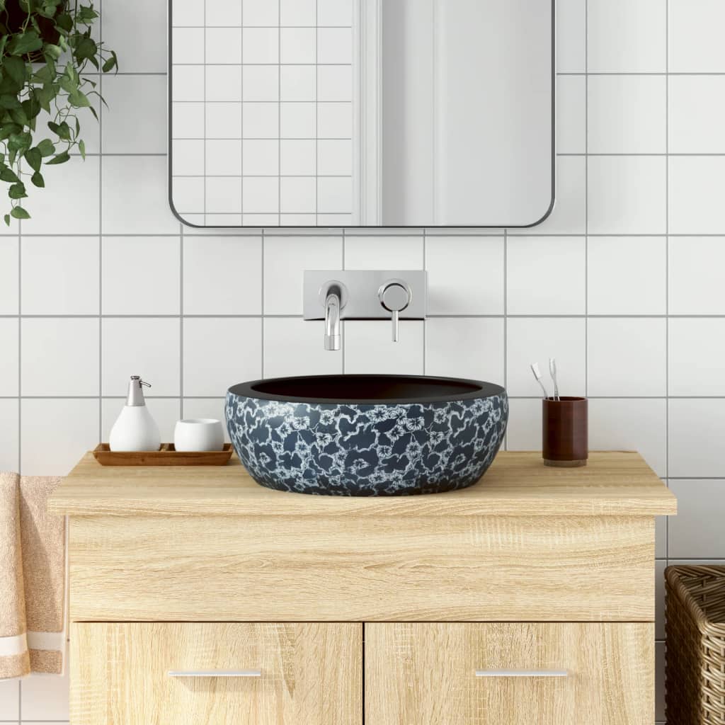 Pesuallas Työtasolle Musta Ja Sininen Pyöreä Φ41X14Cm