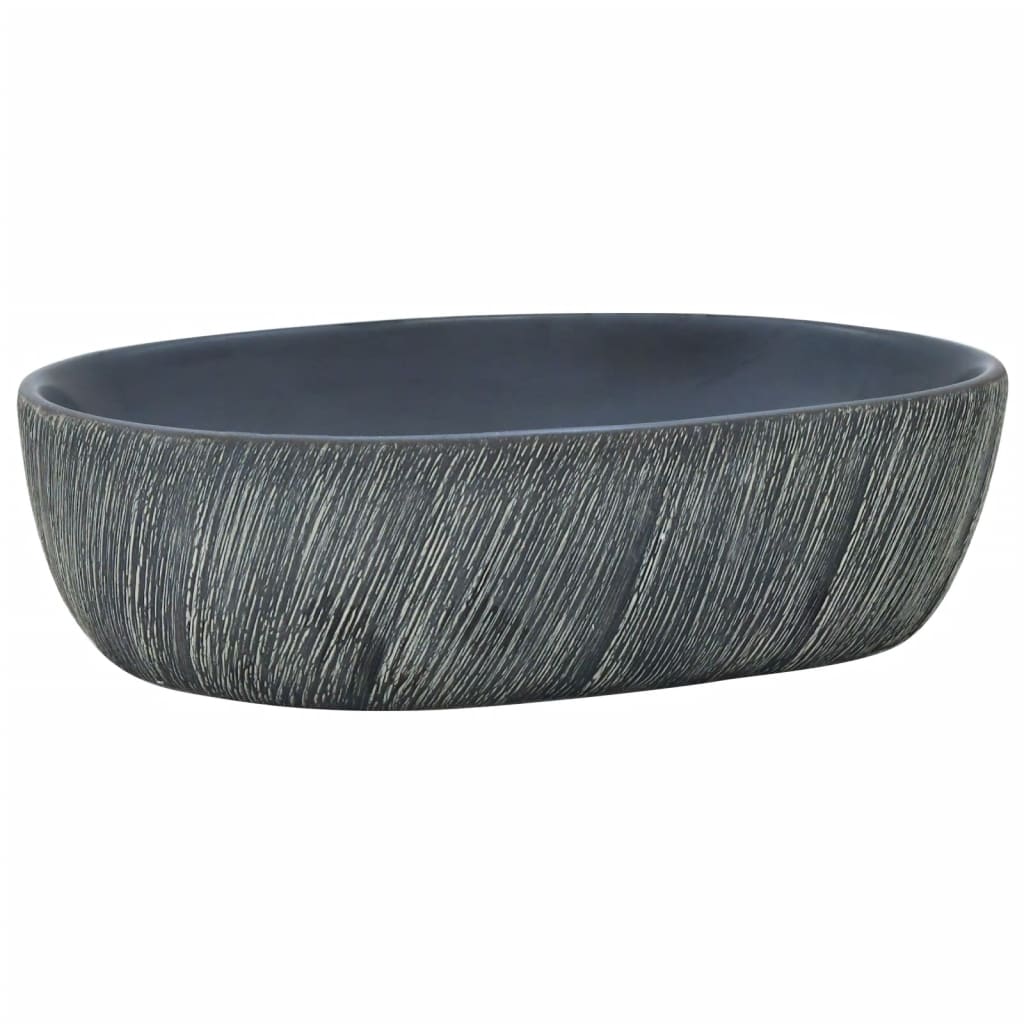 Pesuallas Työtasolle Mustaharmaa Ovaali 47X33X13 Cm Keraaminen