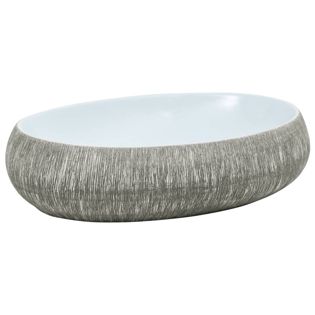Pesuallas Työtasolle Harmaa/Sin. Ovaali 59X40X15 Cm Keraaminen