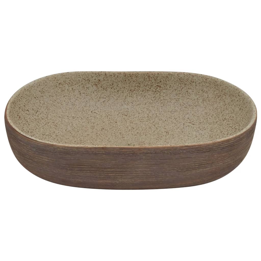 Pesuallas Työtasolle Hiekka/Rusk. Ovaali 59X40X14 Cm Keraaminen