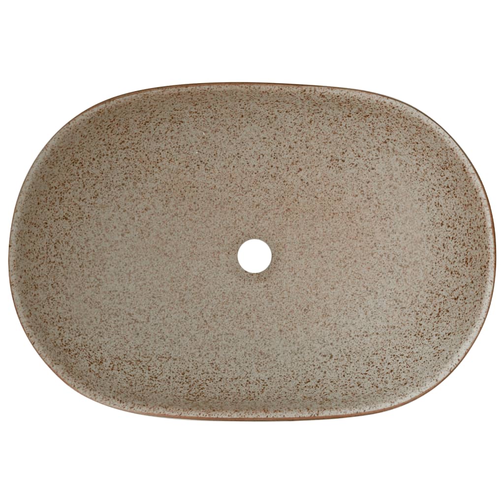 Pesuallas Työtasolle Hiekka/Rusk. Ovaali 59X40X14 Cm Keraaminen
