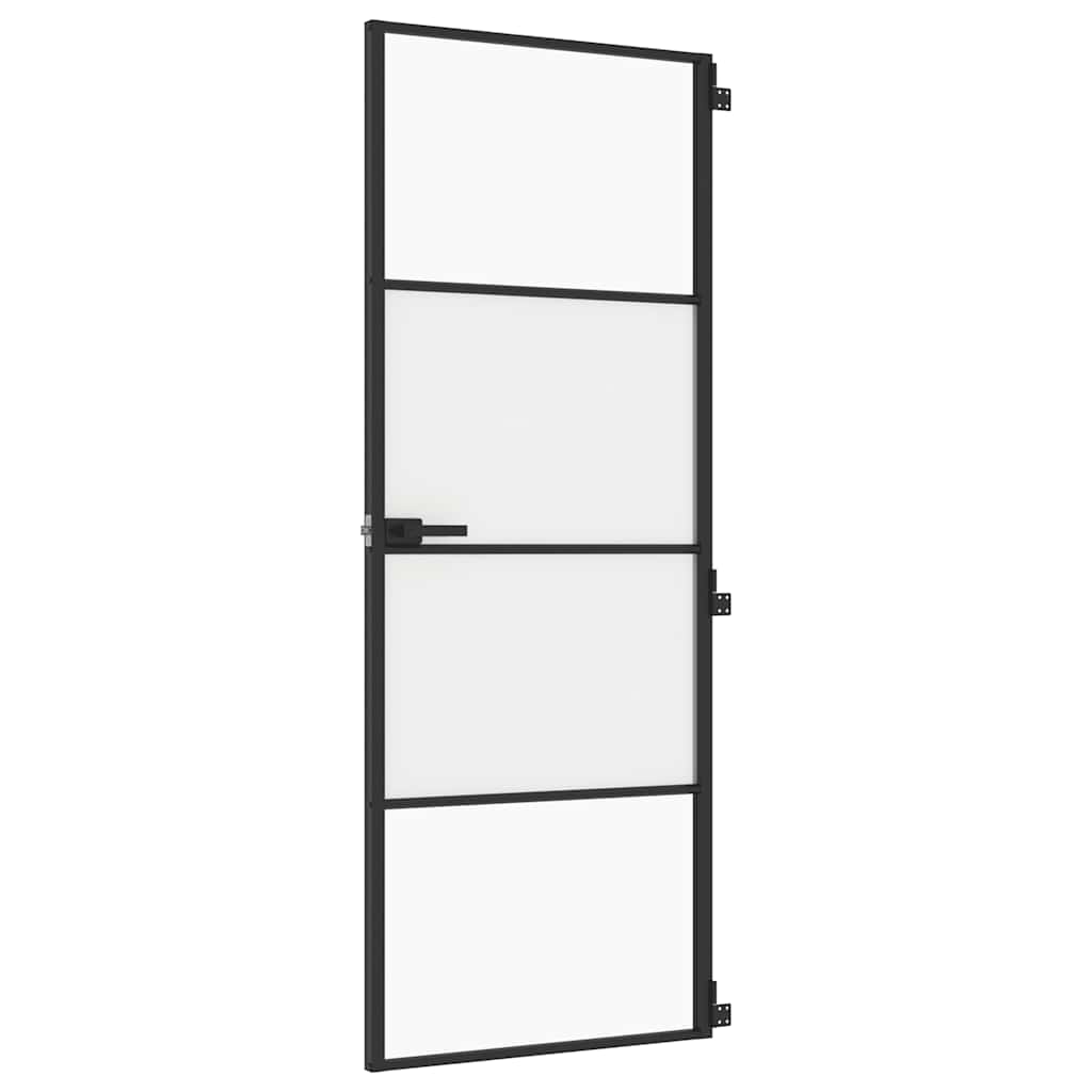 Sisäovi Ohut Musta 76X201,5 Cm Karkaistu Lasi Ja Alumiini